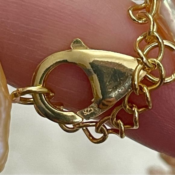 WW World Wide Imports biwa pearl stick stone necklace 925 sterling clasp pink - Picture 10 of 11